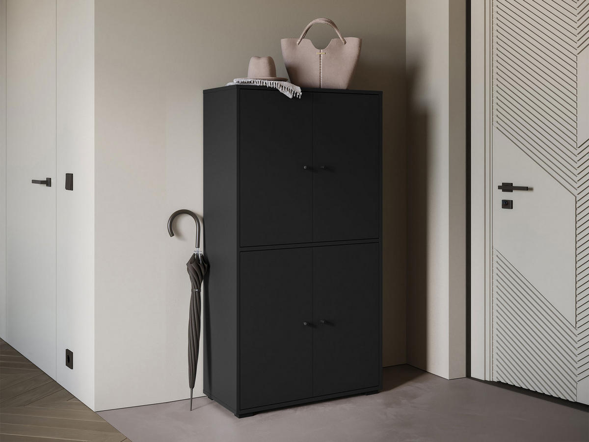 SCHUHSCHRANK Dino 020 - Schwarz/Graphitfarben, Holzwerkstoff/Kunststoff (70/131/33cm) - MIRJAN24