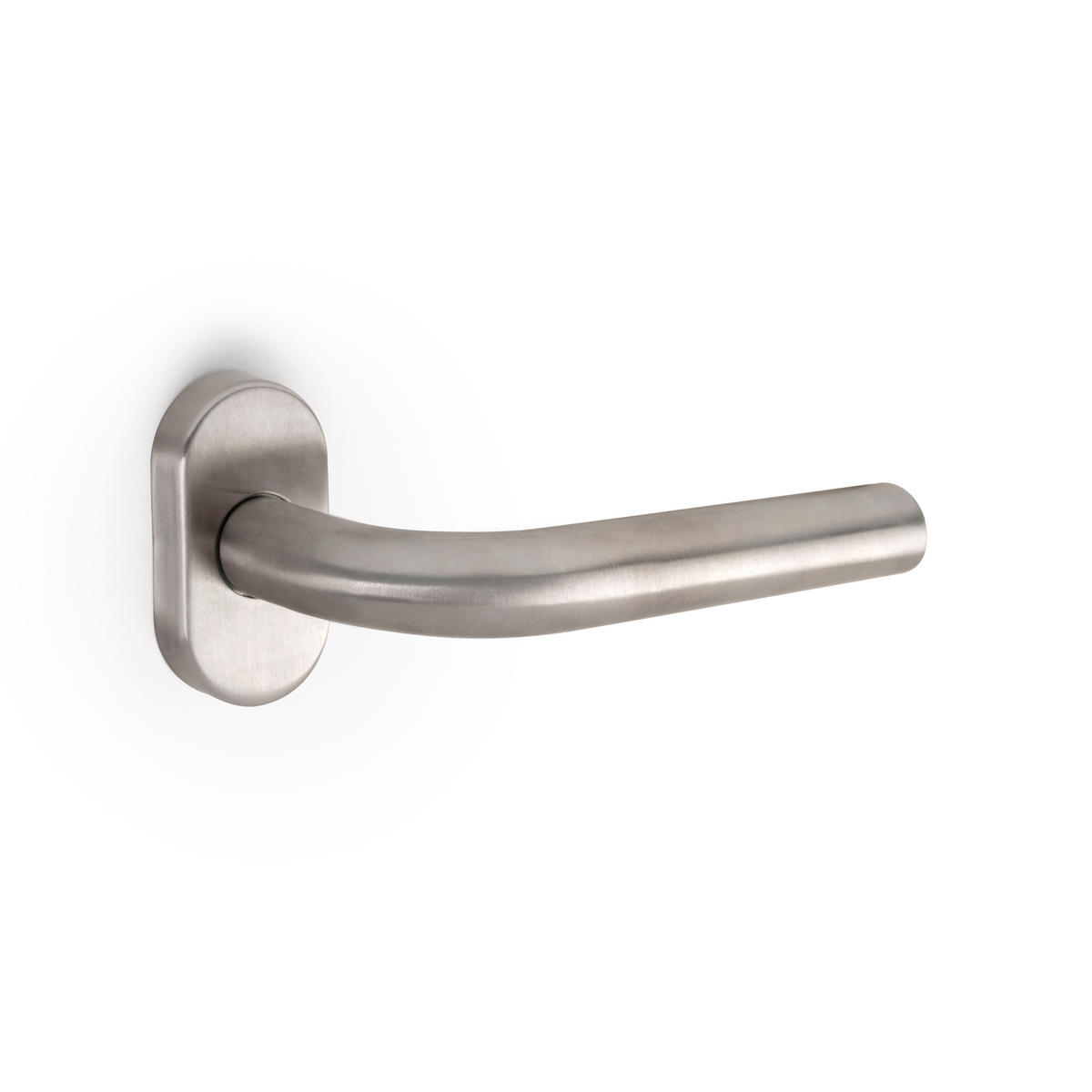 GRIFFE mit ovaler Rosette für Innentüren, L-Form, Edelstahl, Nickel satiniert 2er-set - Silberfarben, Metall (10/6/16cm) - EMUCA