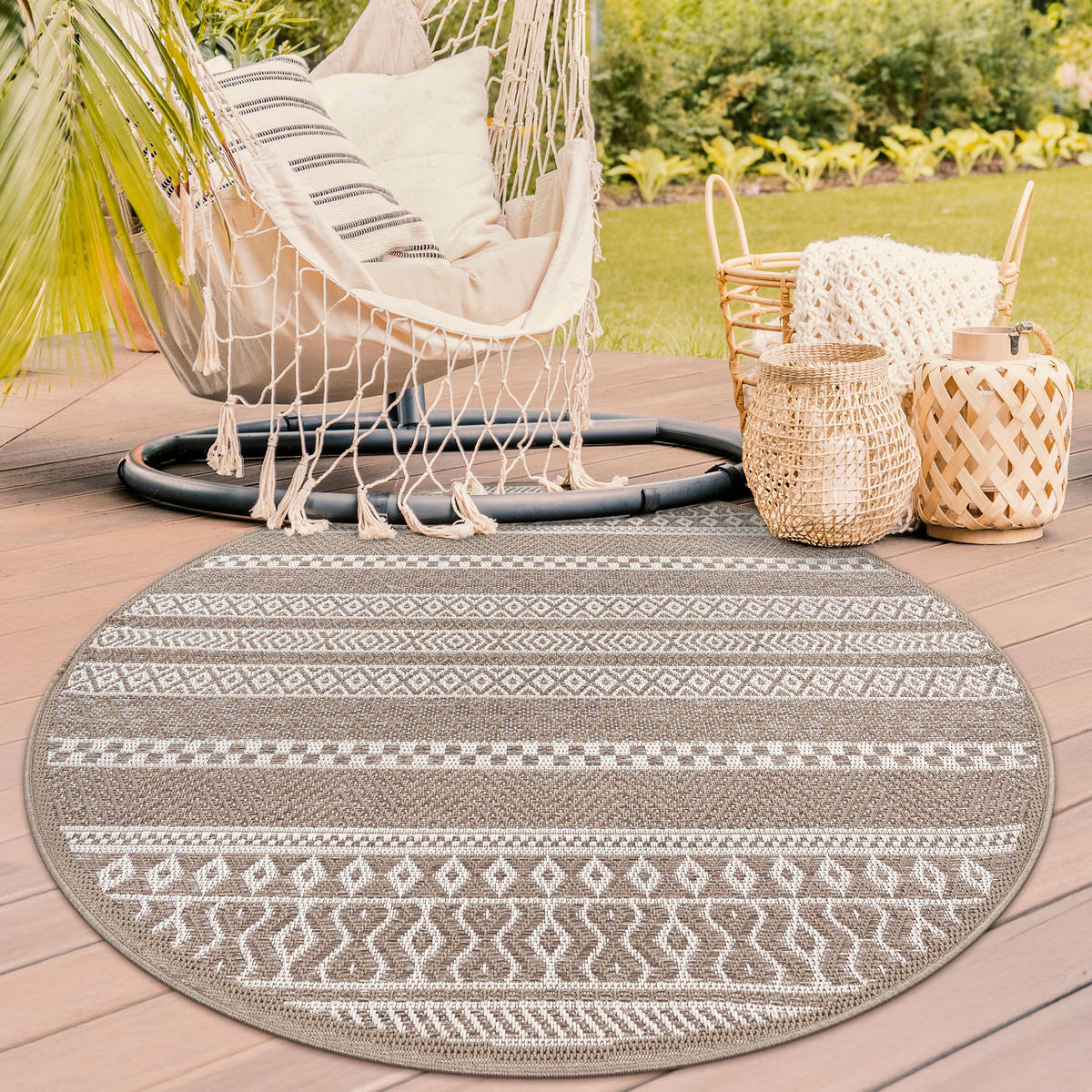 OUTDOORTEPPICH 120/120 cm Vermont 183 - Beige, Textil (120/120cm) - Paco Home