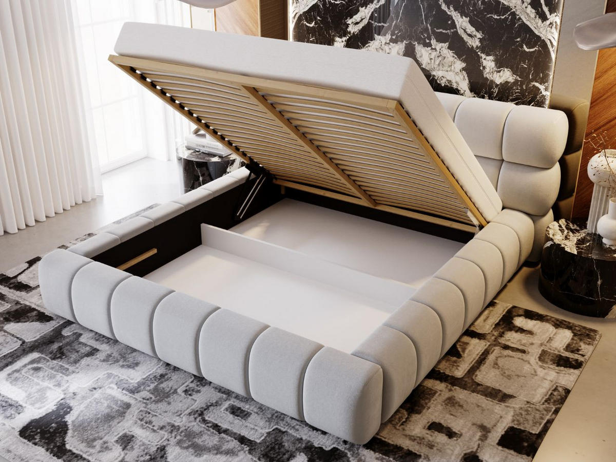 POLSTERBETT Mellow 140x200 Hellgrau - Hellgrau, Textil (140/200cm) - Graingold