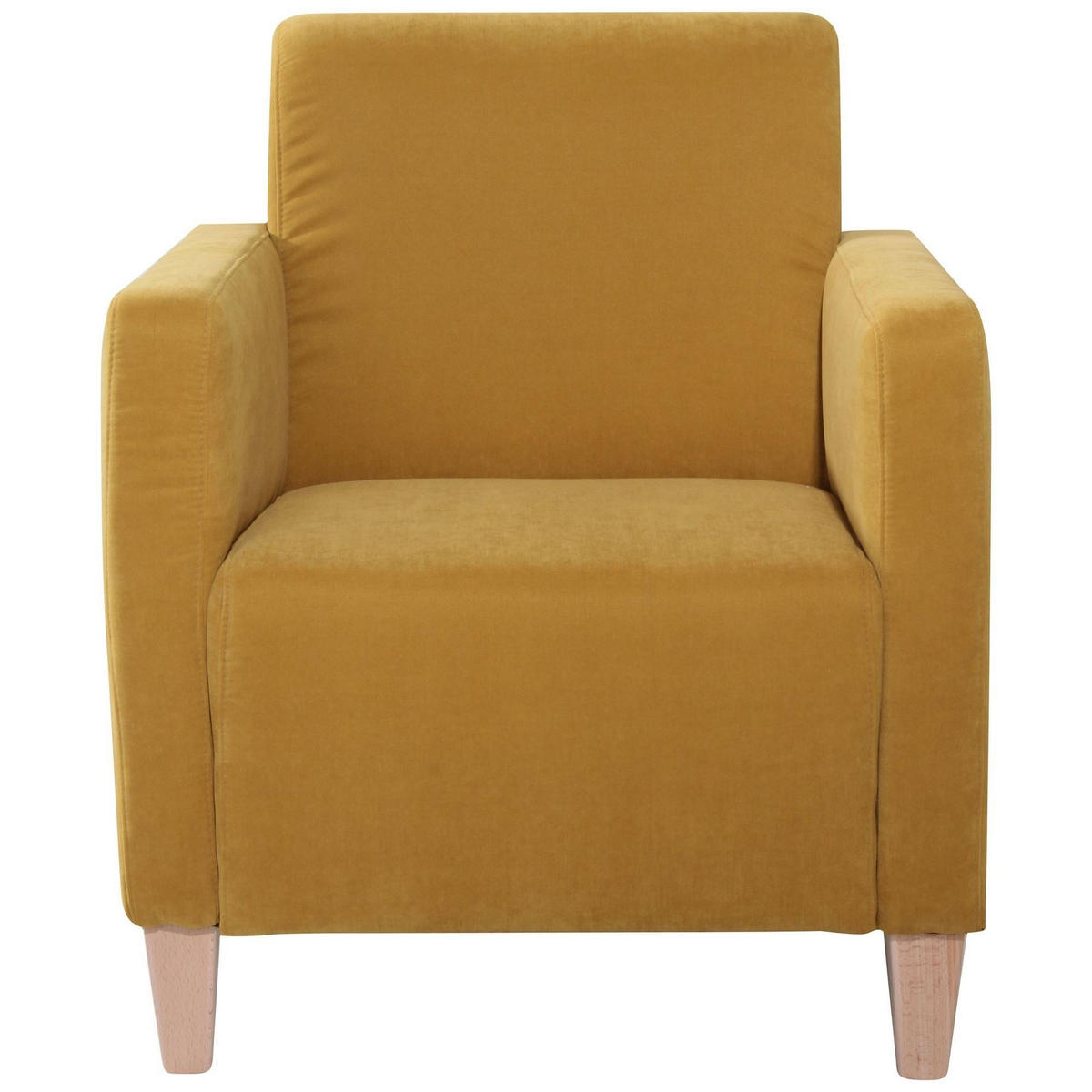 SESSEL Karol Bezug Veloursstoff Buche natur / mais - Gelb, Kunststoff (71/81/70cm) - 58aufmkessel