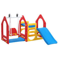 SPIELHAUS mit Baby-Rutsche und Schaukel 155/135 cm Bunt - Multicolor, Kunststoff (155/102/135cm) - Littletom