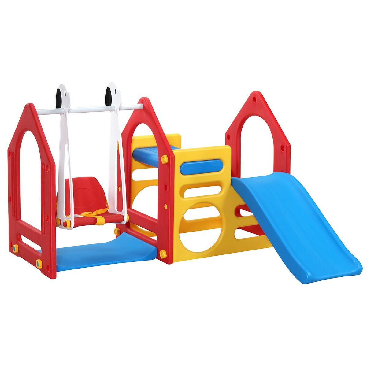 SPIELHAUS mit Baby-Rutsche und Schaukel 155/135 cm Bunt - Multicolor, Kunststoff (155/102/135cm) - Littletom