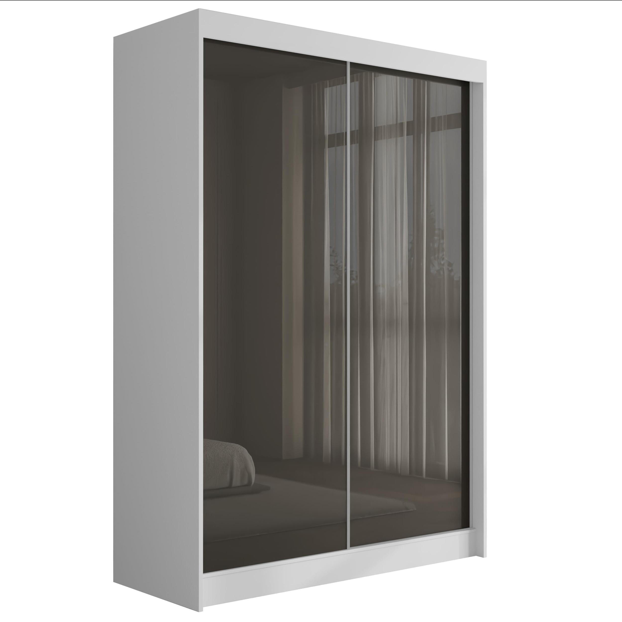 KLEIDERSCHRANK PEKA - 150 cm - Weiß|Grau - Weiß/Grau, Holzwerkstoff (150/215/61cm) - ALTDECOR