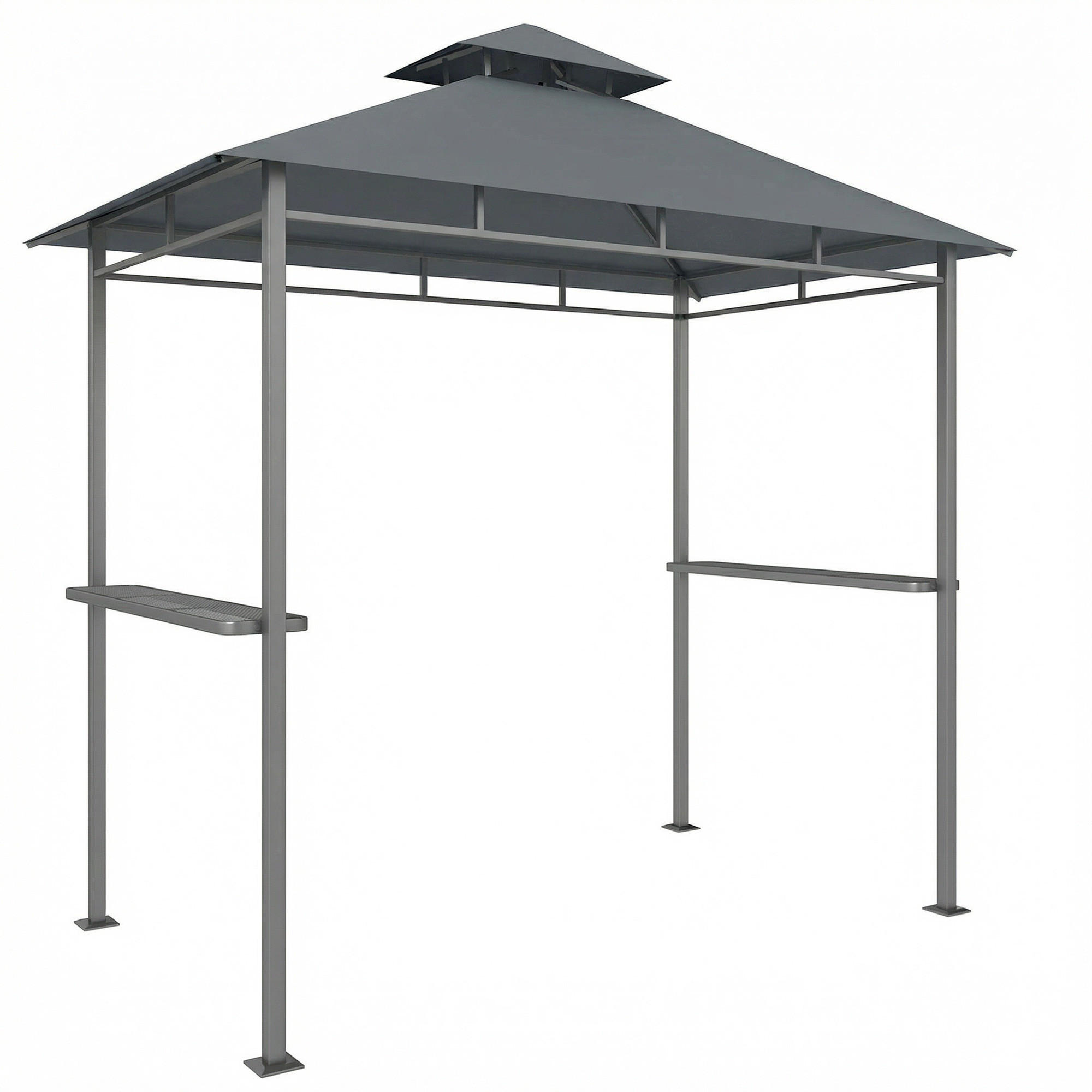 GRILLPAVILLON Polyester Metall Dunkelgrau - Dunkelgrau, Metall (146/255/245cm) - Outsunny