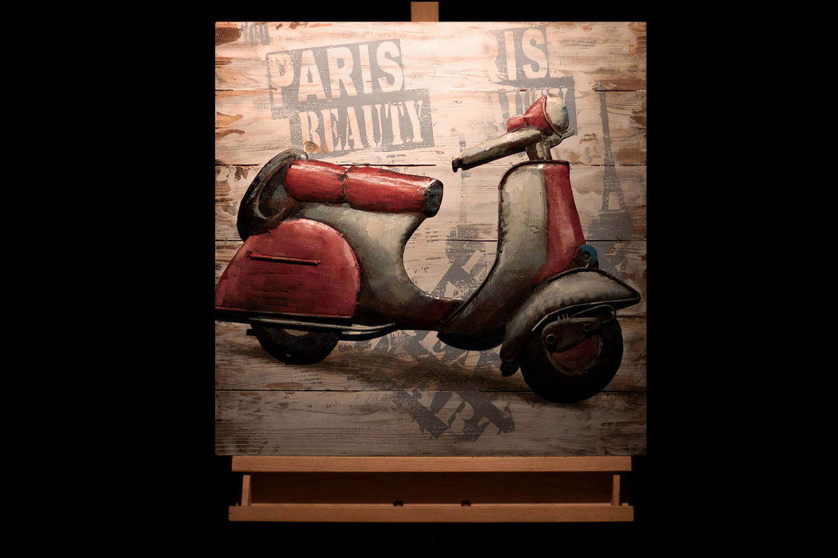 HOLZBILD Rot 60/60 cm - Rot/Silberfarben, Holz/Metall (2.34/60cm) - KUNSTLOFT