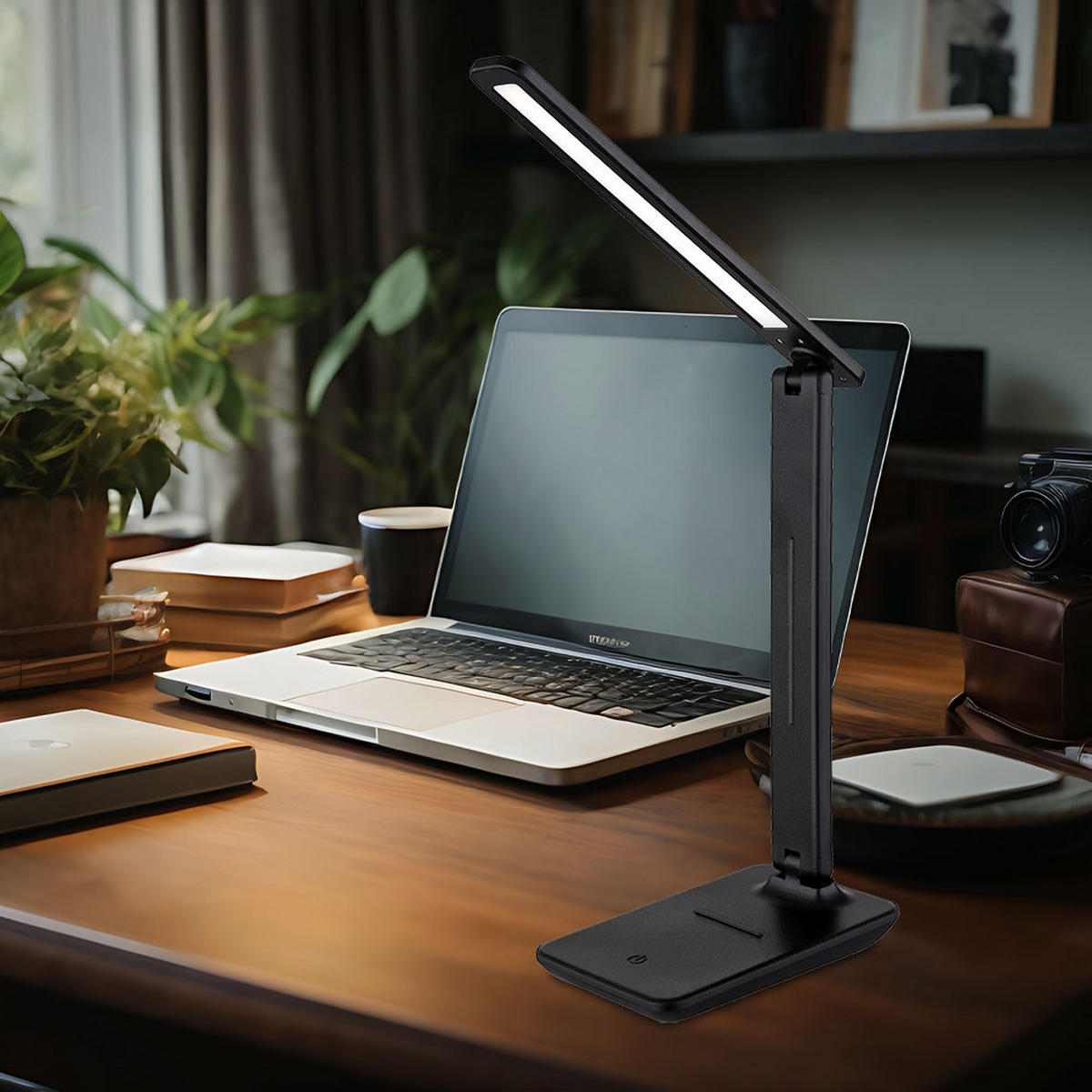 LED TISCHLEUCHTE Brighton Schwarz Kunstleder - Schwarz, Kunststoff (38/11.5/50cm) - Globo Lighting