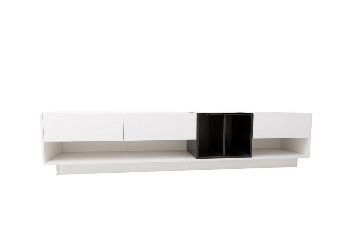 TV-BOARD Weiß und Schwarz 190/40/42 cm - Weiß, Holzwerkstoff (190/42/40cm) - PANGIVO