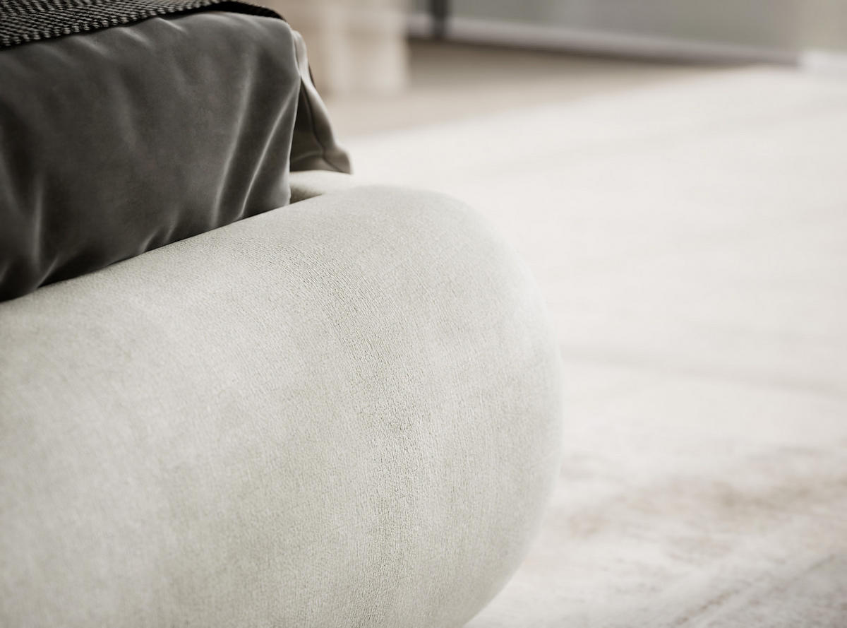 POLSTERBETT Maumere Creme 160/200 cm im Chenille-Stoff - Creme/Schwarz, Holz/Holzwerkstoff (160/200cm) - Maison de Reve