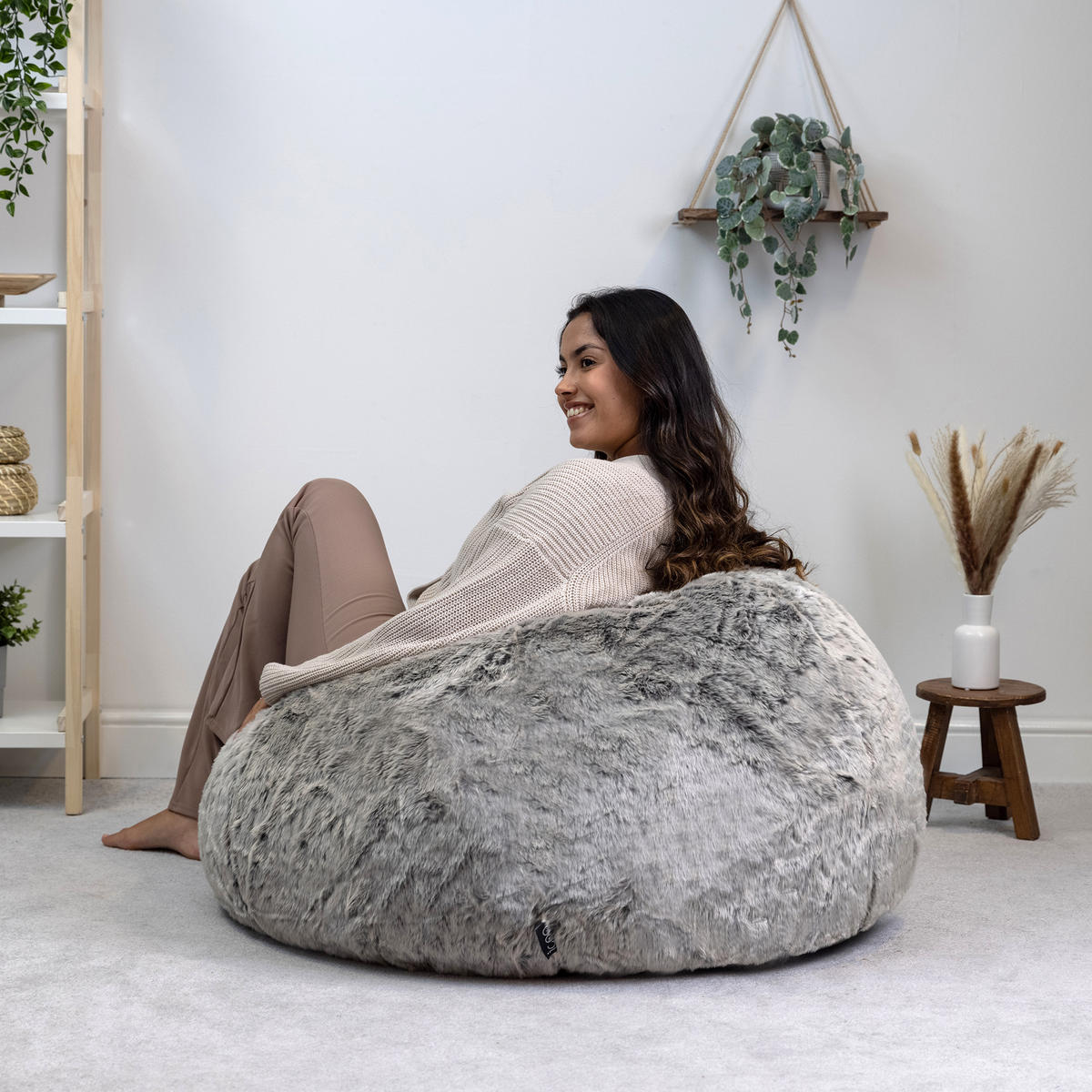 SITZSACK Kingston aus Kunstfell - Grau, Kunststoff (85/50/85cm) - icon
