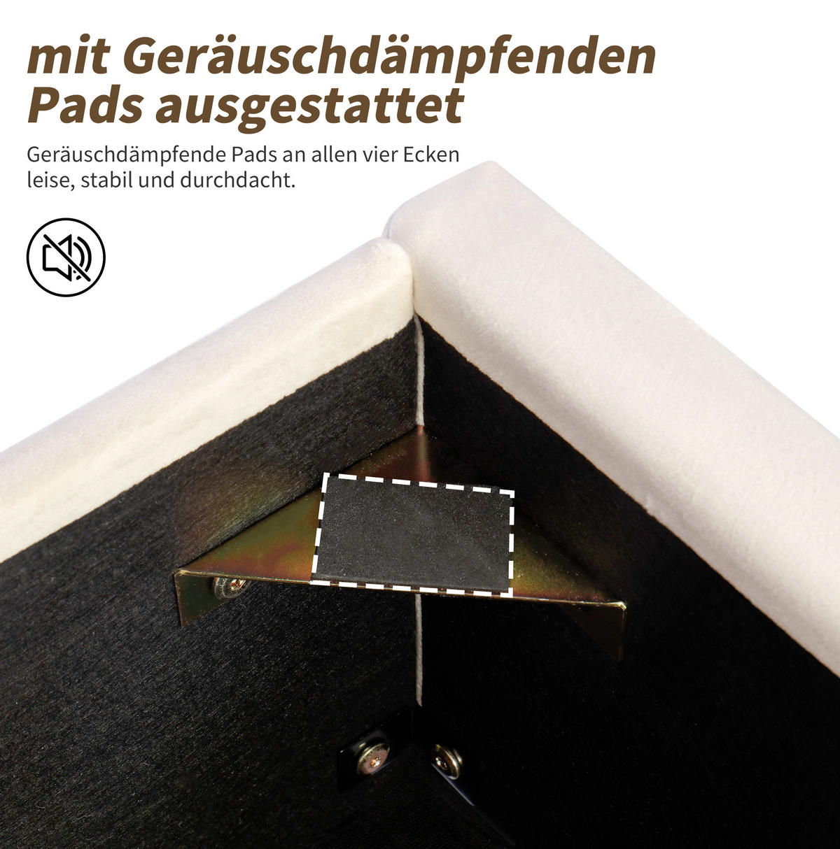 POLSTERBETT 90/200 cm Beige aus Samt mit Stauraum - Beige, Textil - OKMYHOME
