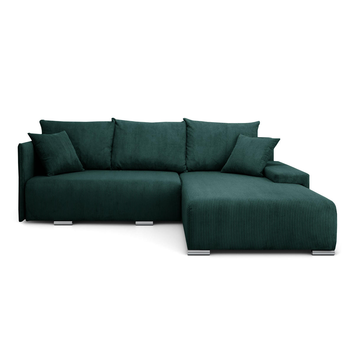 ECKSOFA Lauren L- Form 246 x 188 cm, 4 Sitzer, Bettzeugablage, Sofa, Eckcouch, Cord, rechte Seite, grün - Grün, Kunststoff (246/188cm) - Margaret Hadas24