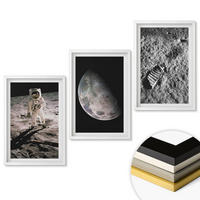 WANDBILDER 3er-Set - 40x60 cm Weißer Rahmen - Astronautenfoto vom Mond - Weiß, Kunststoff (40/60cm) - ArtPrintCave