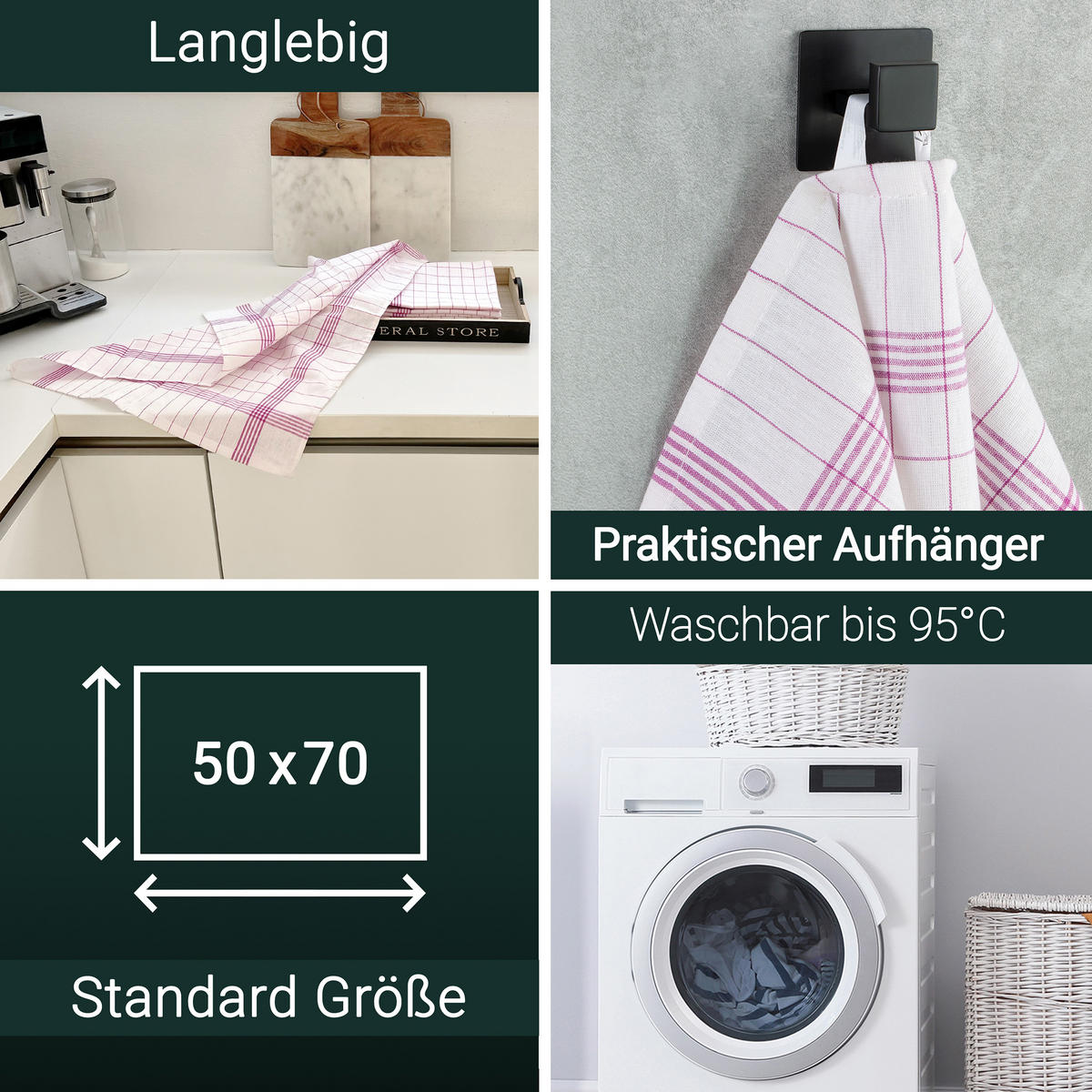 GESCHIRRTÜCHER, 10er-Set, 50x70 cm, 100% Baumwolle, Rot - Rot, Textil (50/70cm) - Zollner