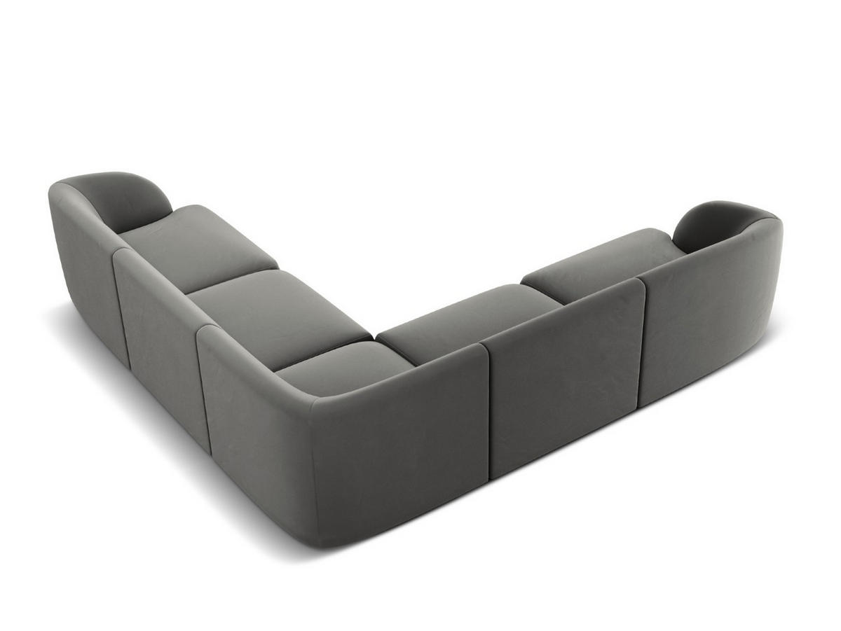 WENDBARES-ECKSOFA Miley aus Samt hellgrau 5 Sitzplätze - Hellgrau, Textil (255/255cm) - Micadoni