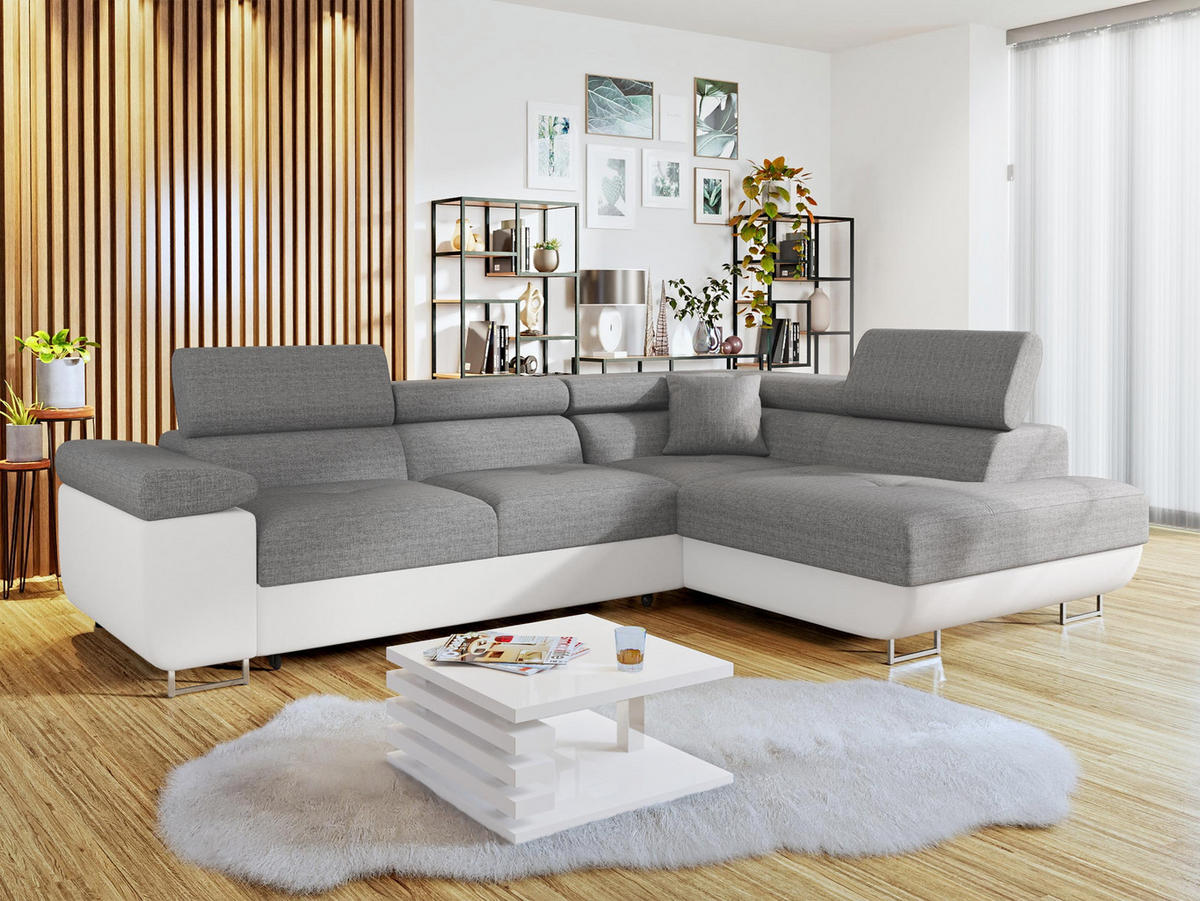 ECKSOFA Torezio, Seite: Rechts - Weiß, Holz/Textil (274/203cm) - MIRJAN24