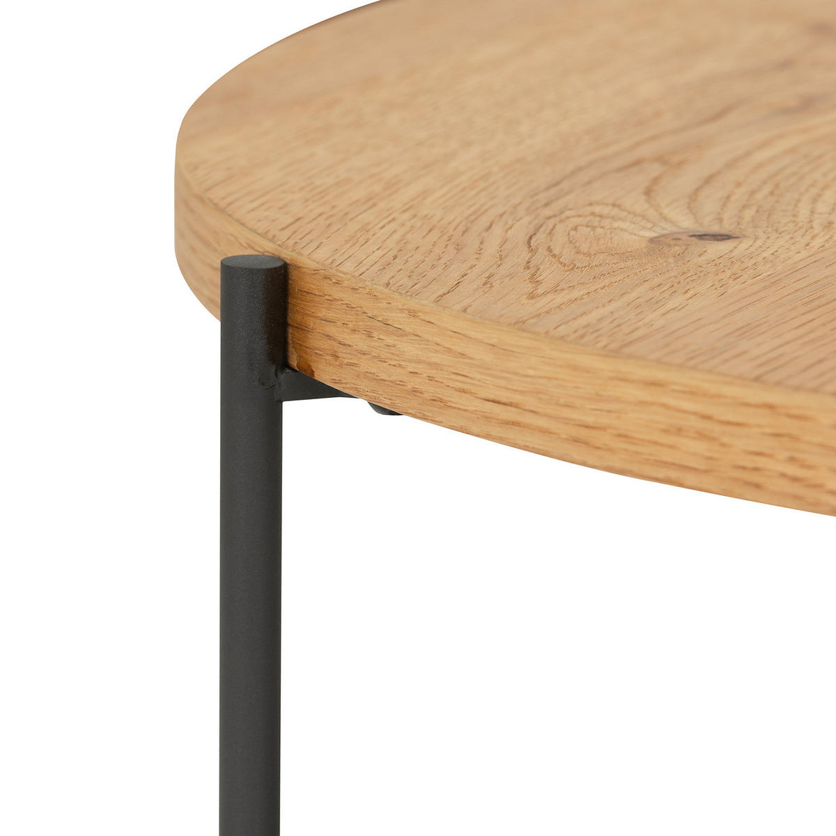 FURNIERTER COUCHTISCH - Eiche / Schwarz - Eichefarben, Holzwerkstoff/Metall (60/60/40cm) - home24