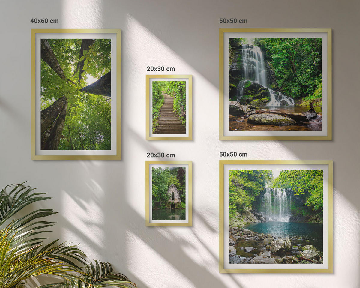 WANDBILDER 5er Set - 50x50 cm & 20x30 cm & 40x60 cm Goldrahmen - Denkmäler Europas in warmen Farben - Goldfarben, Kunststoff (40/60cm) - ArtPrintCave