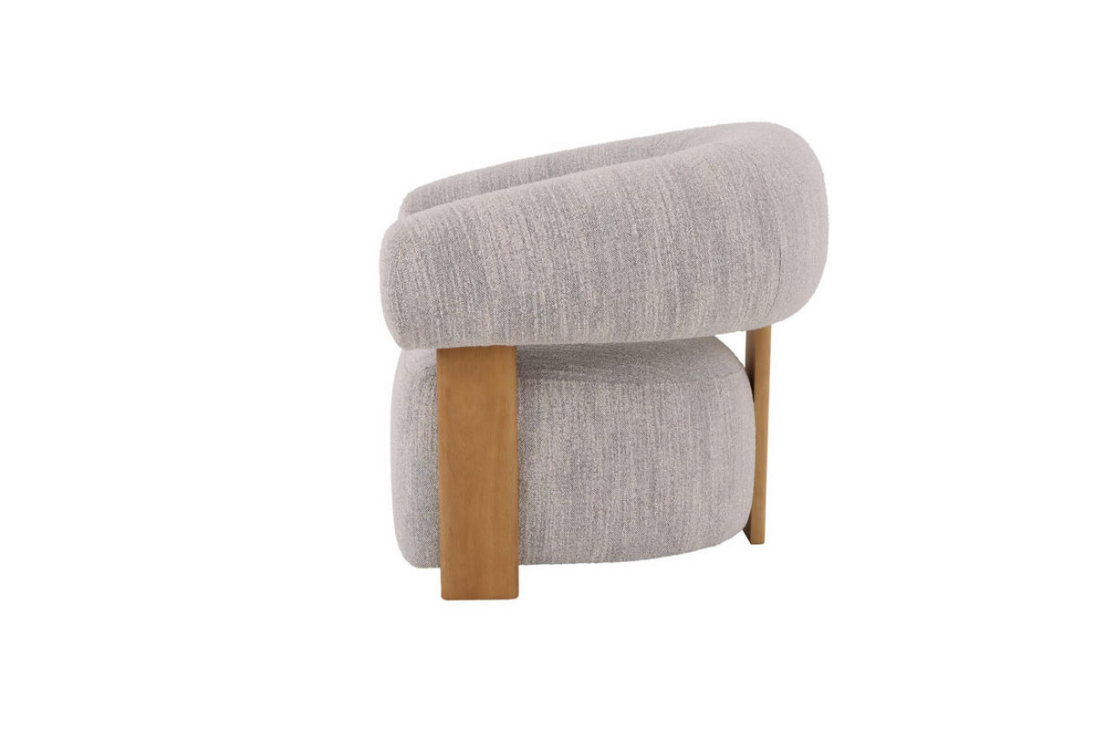 SESSEL Nature, Natur Massiveiche + hellgrauer Stoff - Grau, Holz (92/79/80cm) - WOODEK