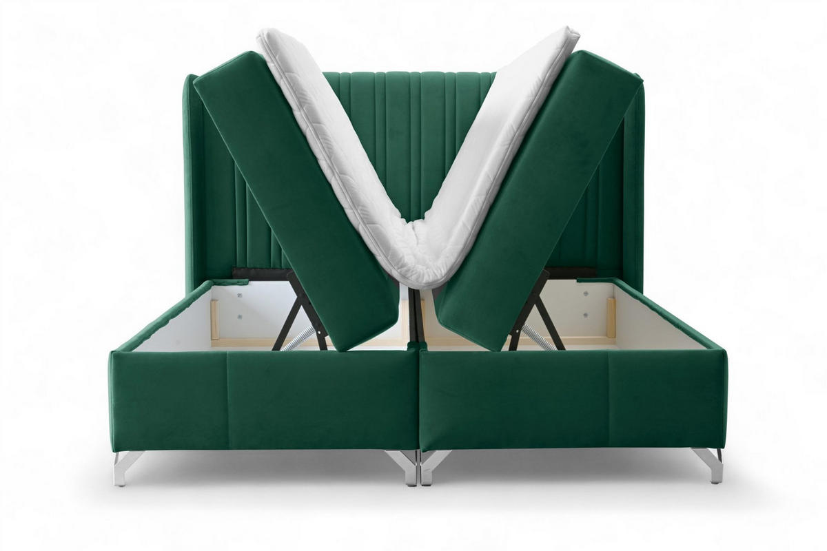 BOXBETT Damien - Grün, Holzwerkstoff/Textil (140/200cm) - Fun Möbel