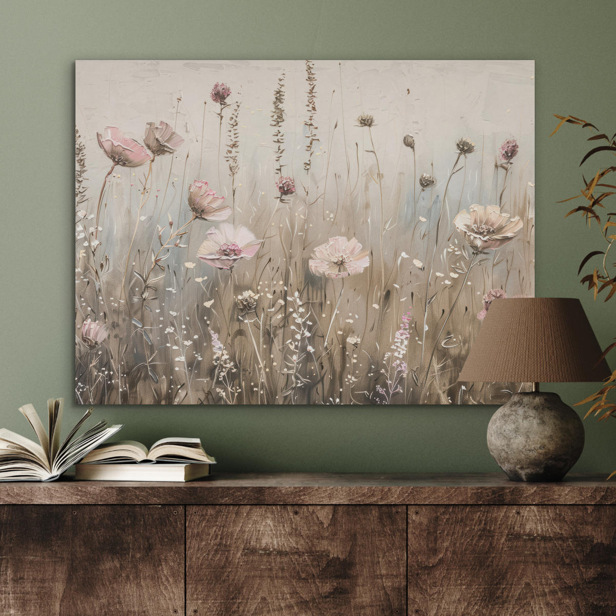 AKUSTIKPANEEL Blumen - Rosa - Modern - Beige 80x60 cm - Beige, Textil (80/0.9/60cm) - MuchoWow