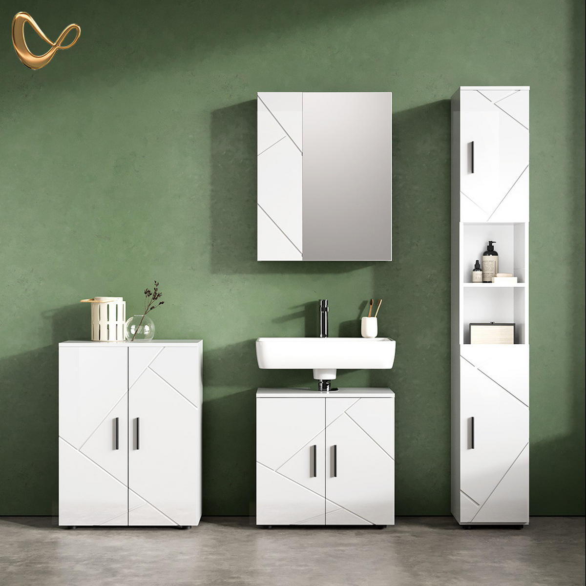 SPIEGELSCHRANK Ronco Anthrazit Hochglanz/Anthrazit 60 x 75 cm - Weiß Hochglanz/Weiß, Holzwerkstoff (60/75/17.2cm) - Livinity®