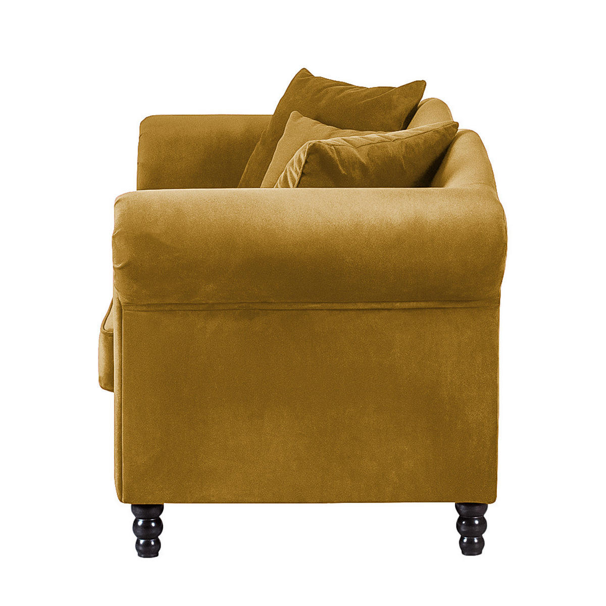 3-SITZER SOFA - Samt - Gelb/Schwarz, Buchenholz/Textil (213/84/79cm) - home24