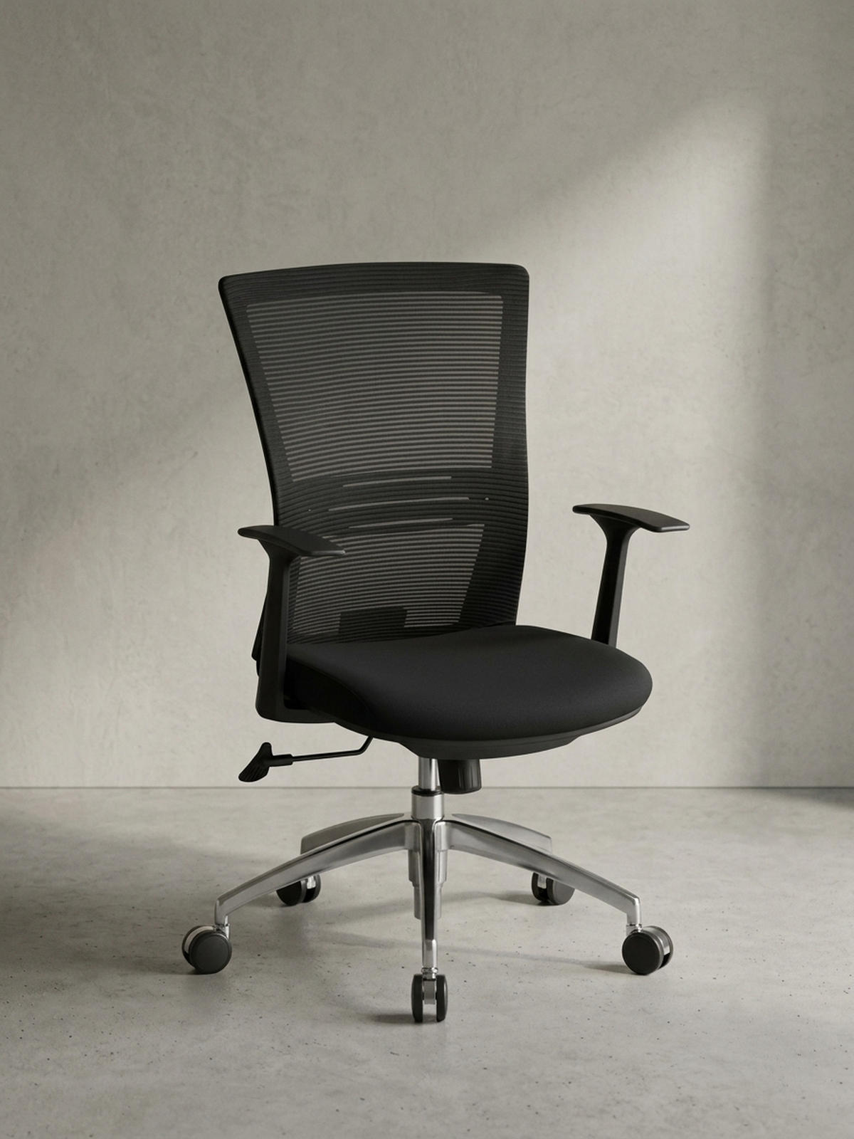 BÜROSTUHL Schwarz Netz drehbar mit verstellbarer Rückenlehne und Aluminiumfußkreuz bis 120 kg - Silberfarben/Schwarz, Textil (70/107/63cm) - KADIMA DESIGN