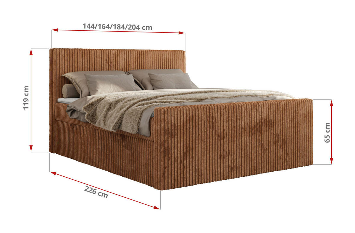 BOXBETT TILIANO DUO 140/200 - Orange Cord - H3 - Orange, Textil (140/200cm) - MKS