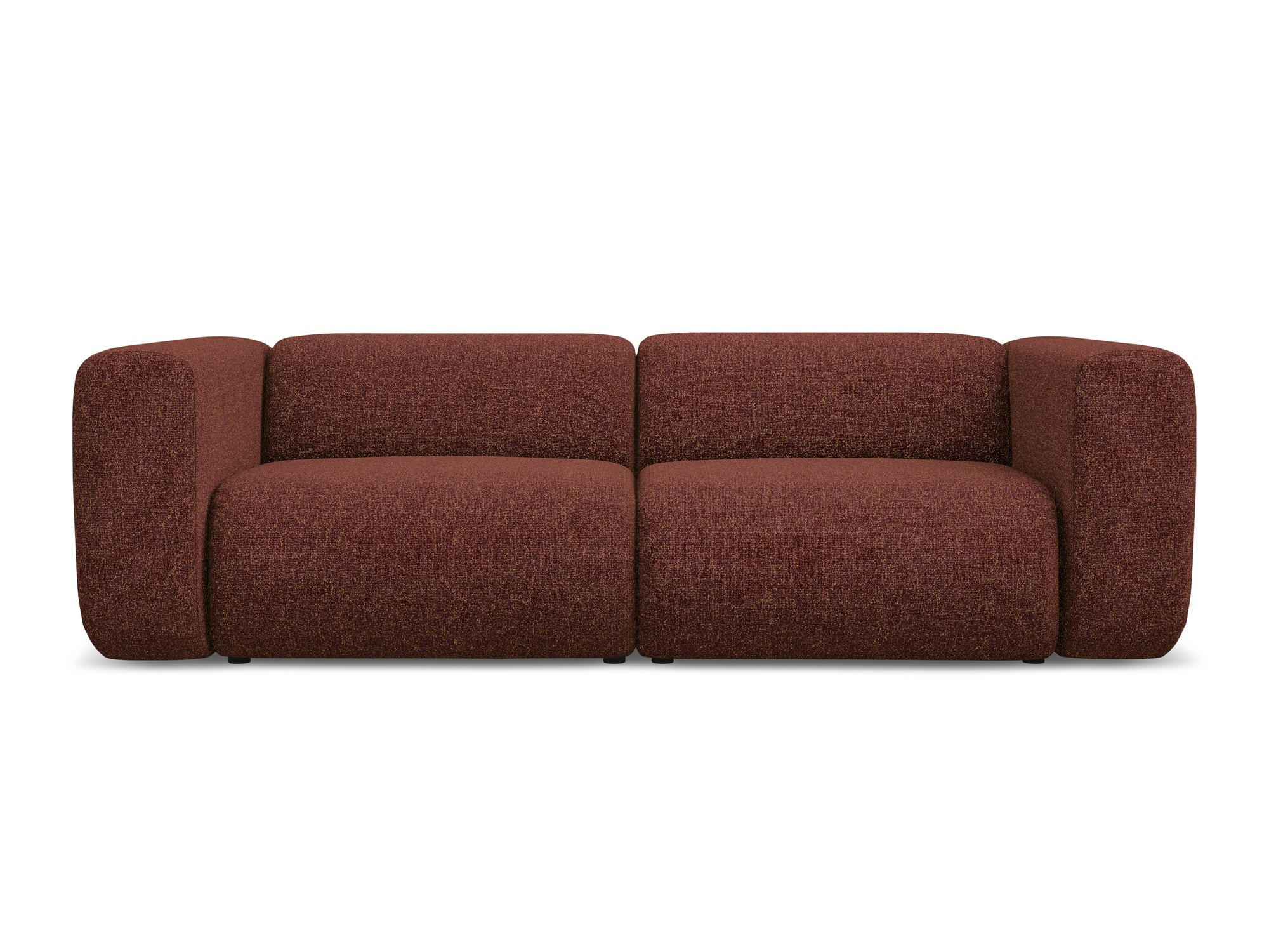 3-SITZER SOFA Strukturstoff Stoff Rot - Bordeaux/Rot, Kunststoff/Textil (228/70/89cm) - Makamii