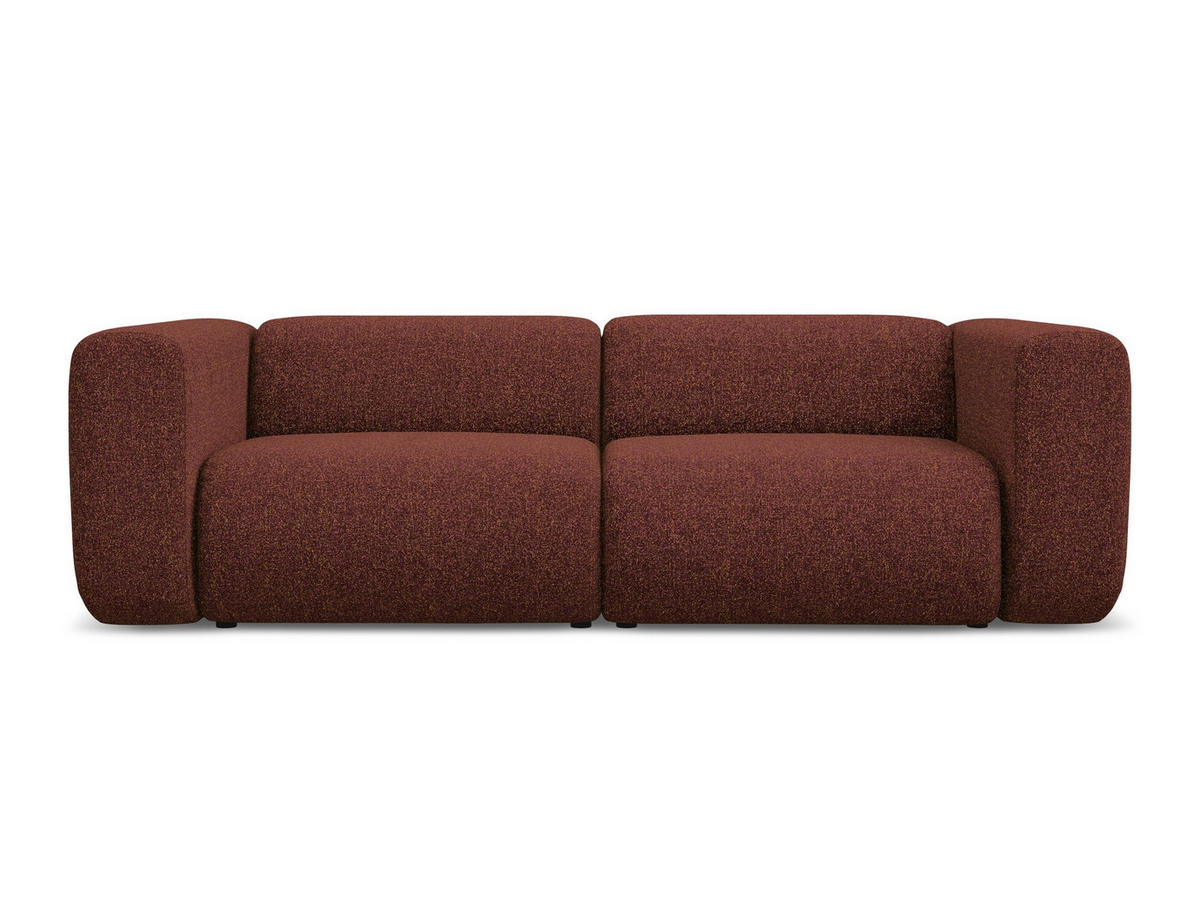 3-SITZER SOFA Strukturstoff Stoff Rot - Bordeaux/Rot, Kunststoff/Textil (228/70/89cm) - Makamii