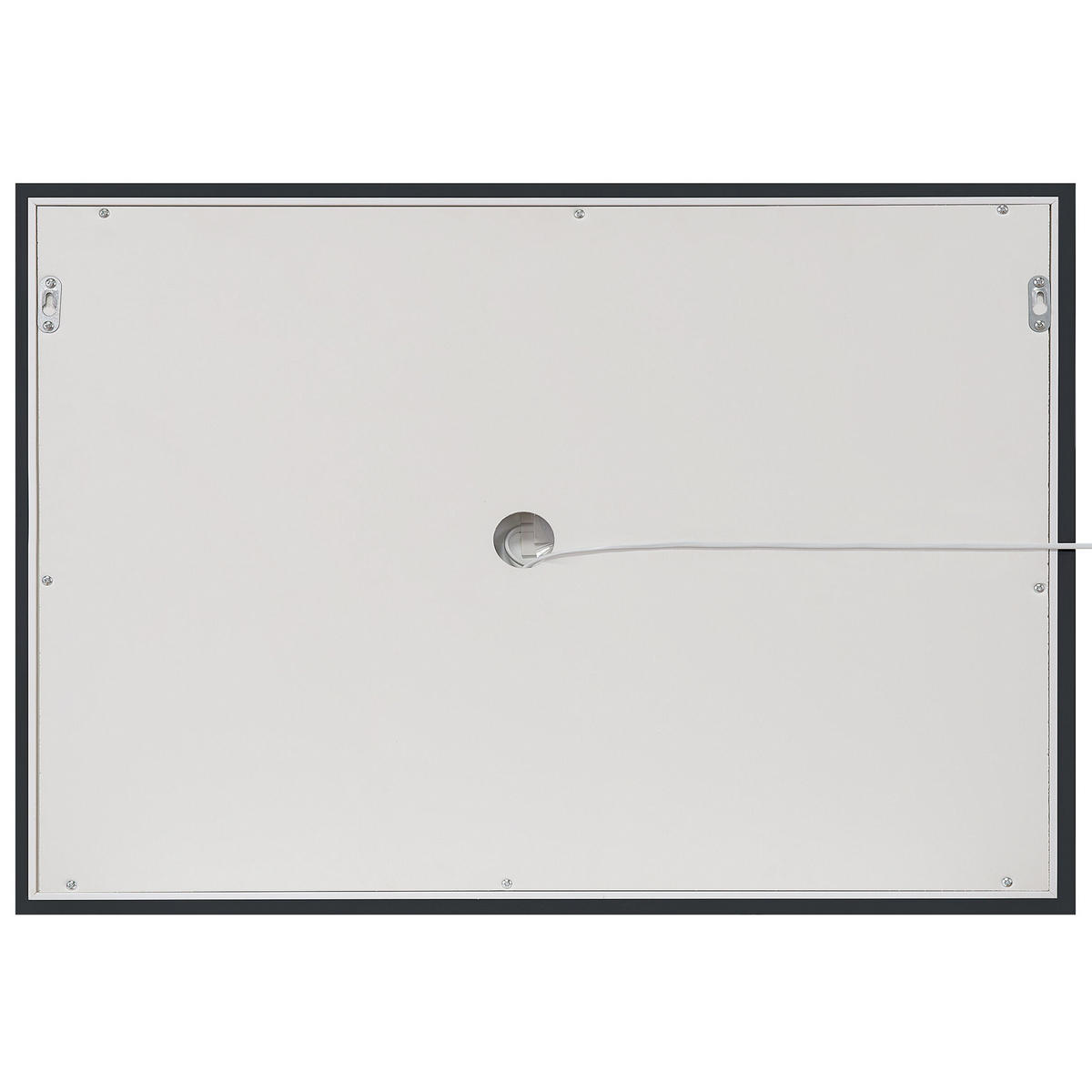 BADSPIEGEL mit LED-Beleuchtung rechteckig 80/60 cm Eyre - Silberfarben, Kunststoff (80/60/4cm) - Beliani