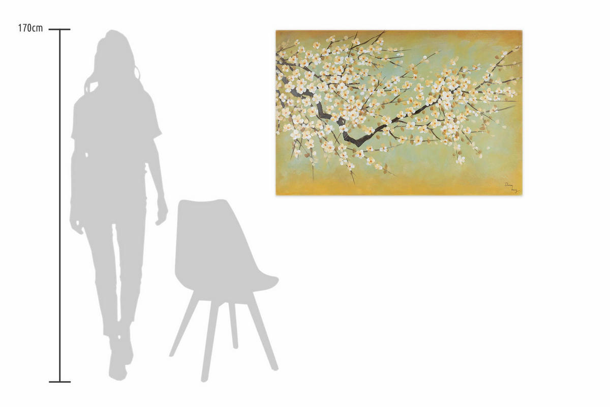 ACRYLBILD HANDGEMALT 120/80 cm - Gelb/Weiß, Holz/Textil (120/80cm) - KUNSTLOFT