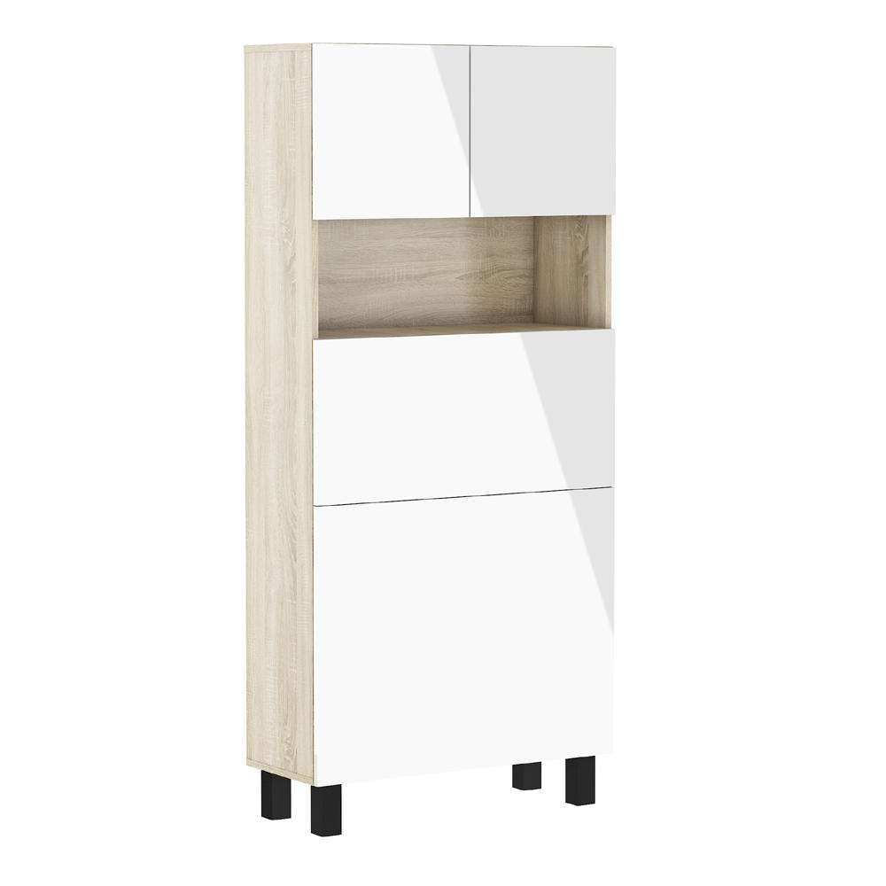 SCHREIBTISCH Sonoma Eiche, Weiß Hochglanz 80/175/92 - Weiß Hochglanz/Sonoma Eiche, Holzwerkstoff (90/50/175cm) - RAUMHIRSCH FURNITURE