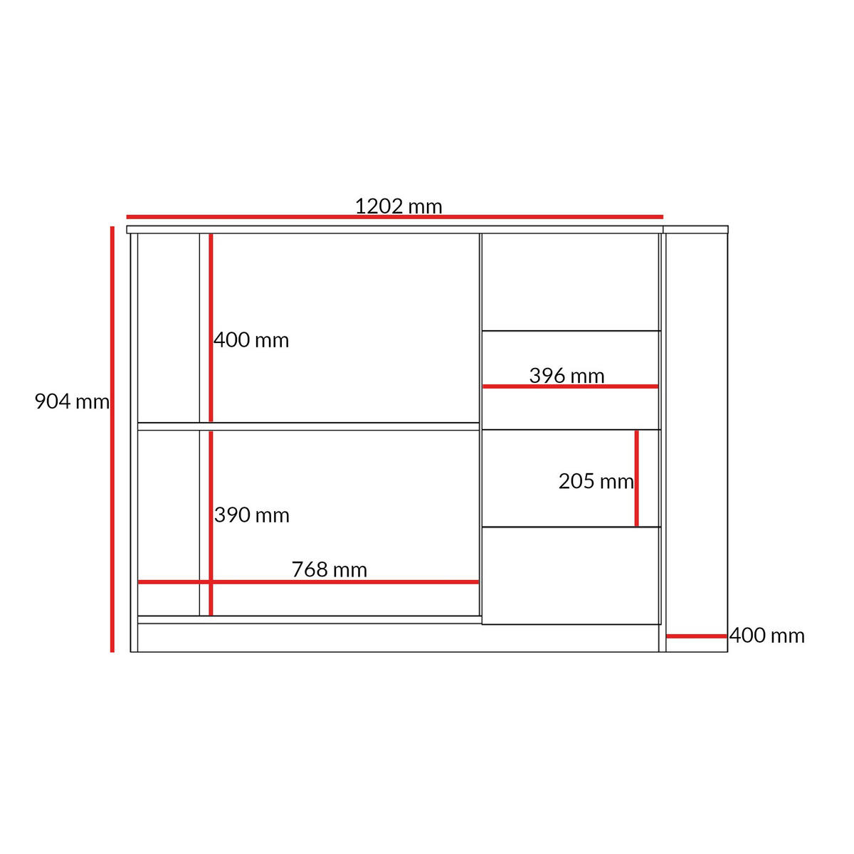 KOMMODE mit Schubladen Billz 2D4S 120 Kaschmir/Eiche Cremona - Kaschmir/Schwarz, Holzwerkstoff/Kunststoff (120/90/40cm) - mzm24