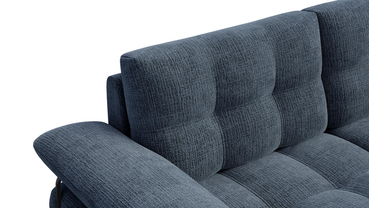 SOFA BUBBARA 2,5-Sitzer, marineblau - Blau/Schwarz, Holz/Textil (215/87/96cm) - Courtois Laville