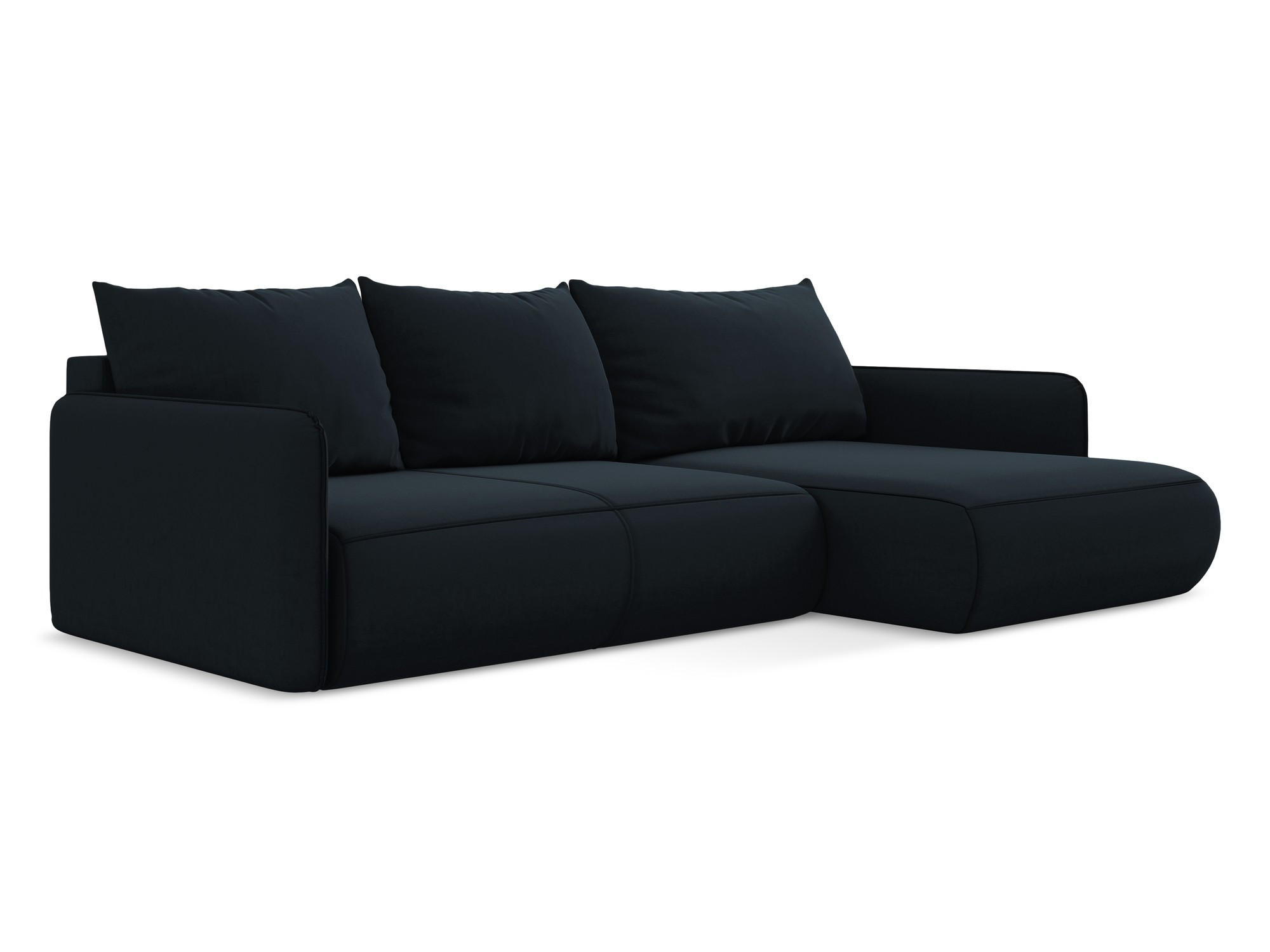 ECKSOFA mit Schlaffunktion Samt Stoff Blau - Blau/Schwarz, Kunststoff/Textil (240/148cm) - Makamii
