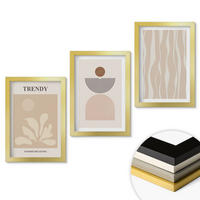WANDBILDER 3er Set - 20x30 cm Goldrahmen - Stilvolle abstrakte Beigetöne - Goldfarben, Kunststoff (20/30cm) - ArtPrintCave