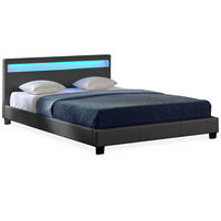 POLSTERBETT Paris mit LED-Beleuchtung - Dunkelgrau, Textil (180/200cm) - Corium