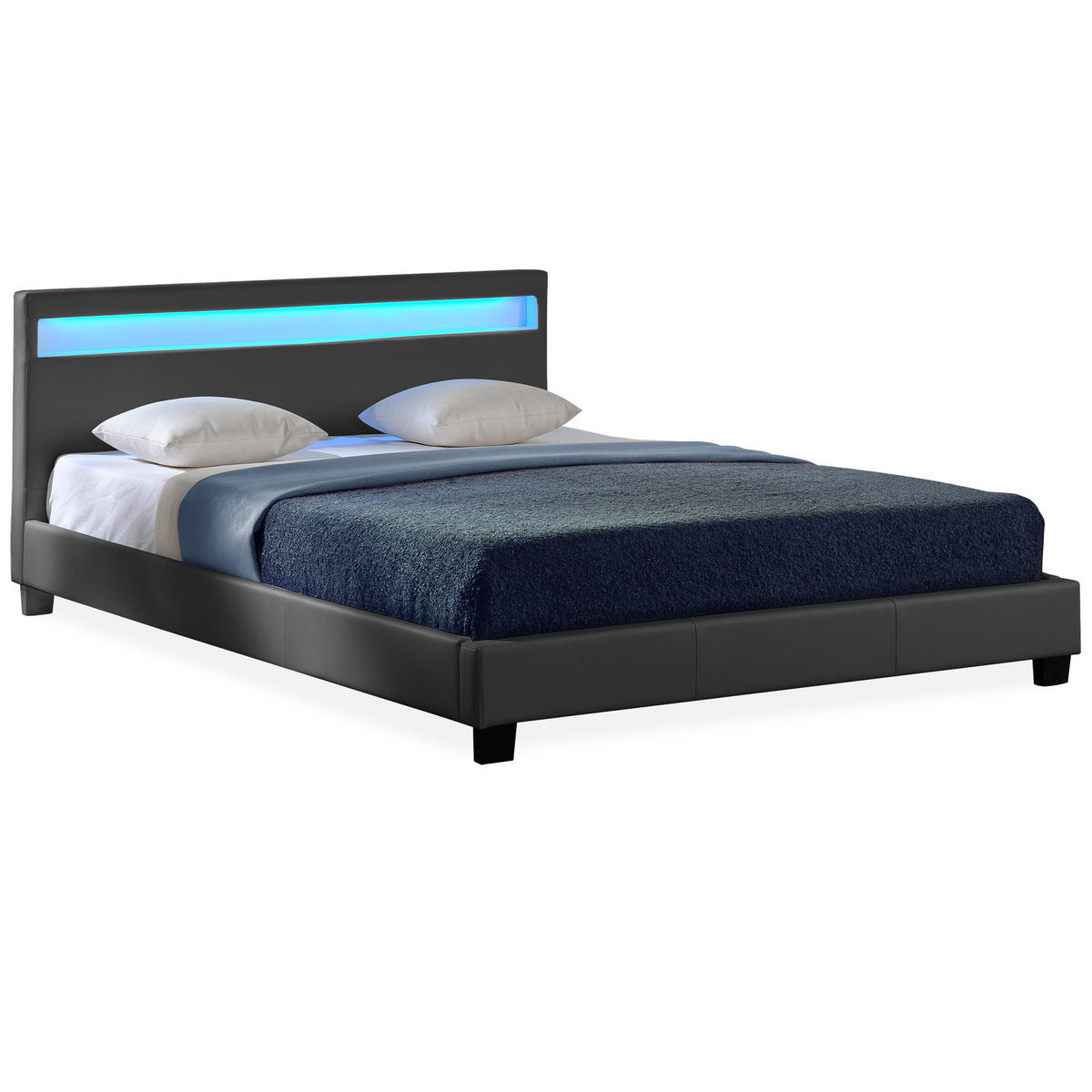 POLSTERBETT Paris mit LED-Beleuchtung - Dunkelgrau, Textil (180/200cm) - Corium