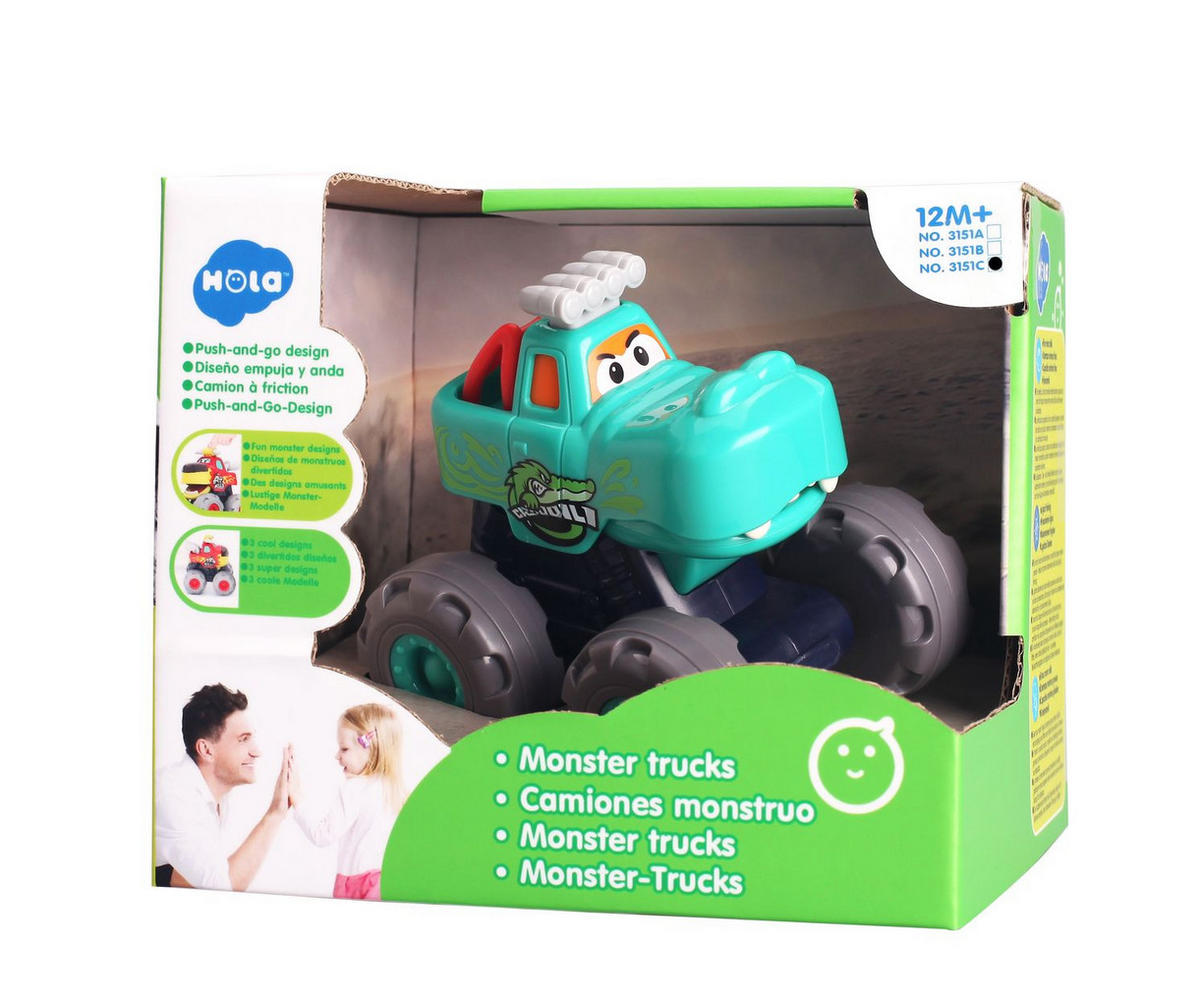 SPIELZEUGAUTO Monstertruck 3151 türkis Monsterdesign, beweglicher Mund, Räder, Spielzeugauto, ab 12 Monaten - Türkis, Kunststoff (9/12/12cm) - Moni