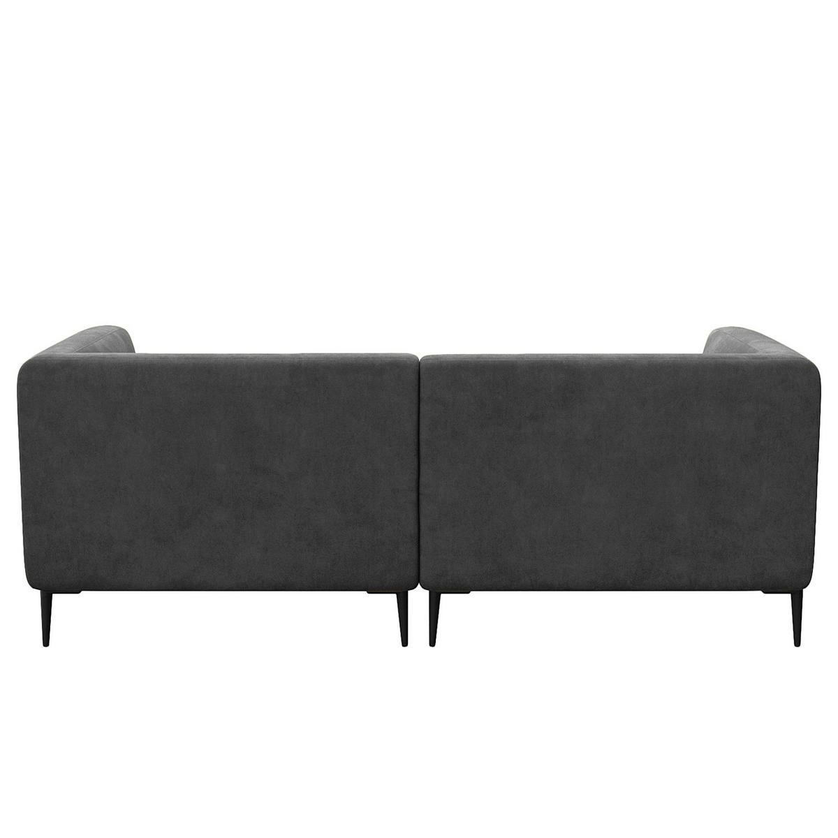 1,5-SITZER ECKSOFA mit Longchair - Schwarz/Grau, Textil/Metall (211/148cm) - home24