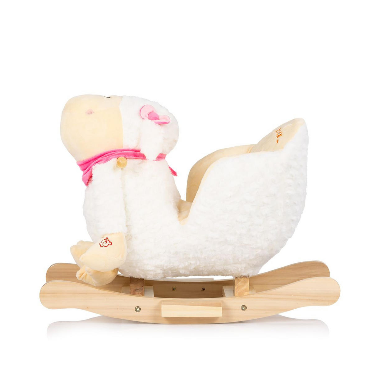 SCHAUKELTIER RHSE0240 weiß Plüsch, Handgriffe, Fußstütze, Sitz mit Rückenlehne, ab 10 Monate - Weiß, Holz (28/47/62cm) - Chipolino