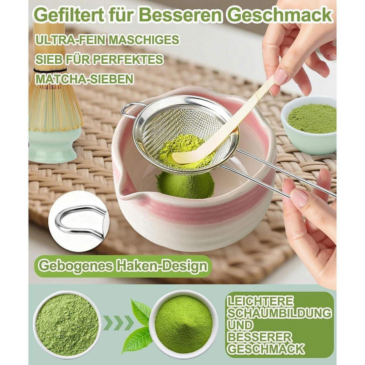 MATCHA Set 5-teilig Bambus Grün - Grün, Naturmaterialien (10/10/10cm)