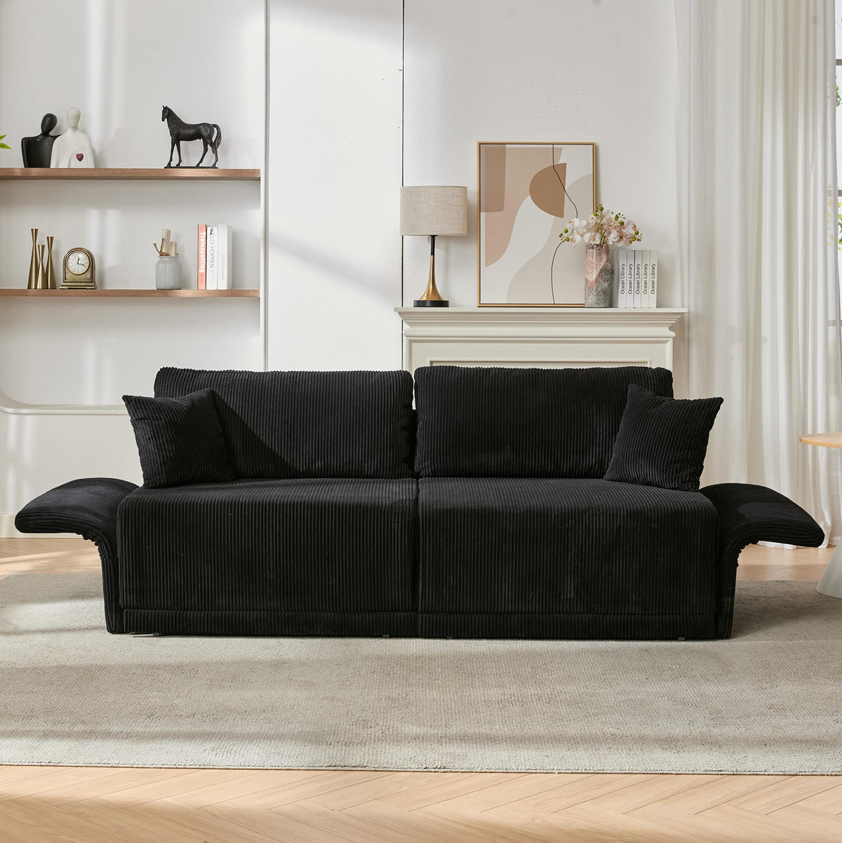 SOFA mit Schlaffunktion 182 cm Schwarz - Schwarz, Metall (182/84/88cm) - Meubliv