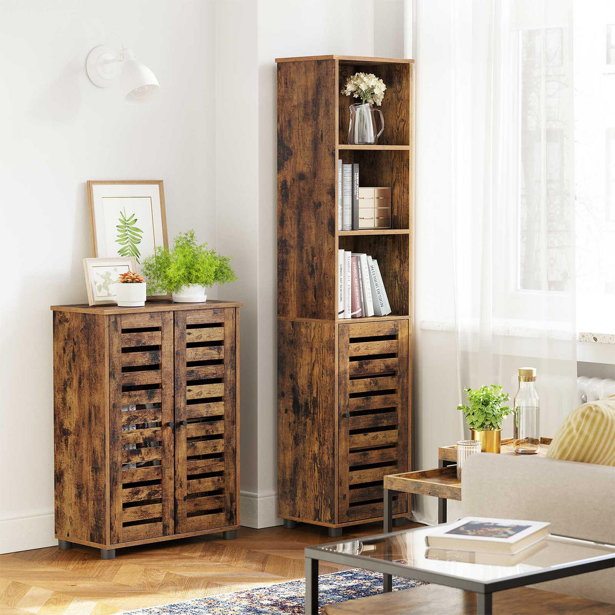 BADEZIMMERSCHRANK AUFBEWAHRUNGSSCHRANK - Braun, Holzwerkstoff (30/82/60cm) - Hansiro