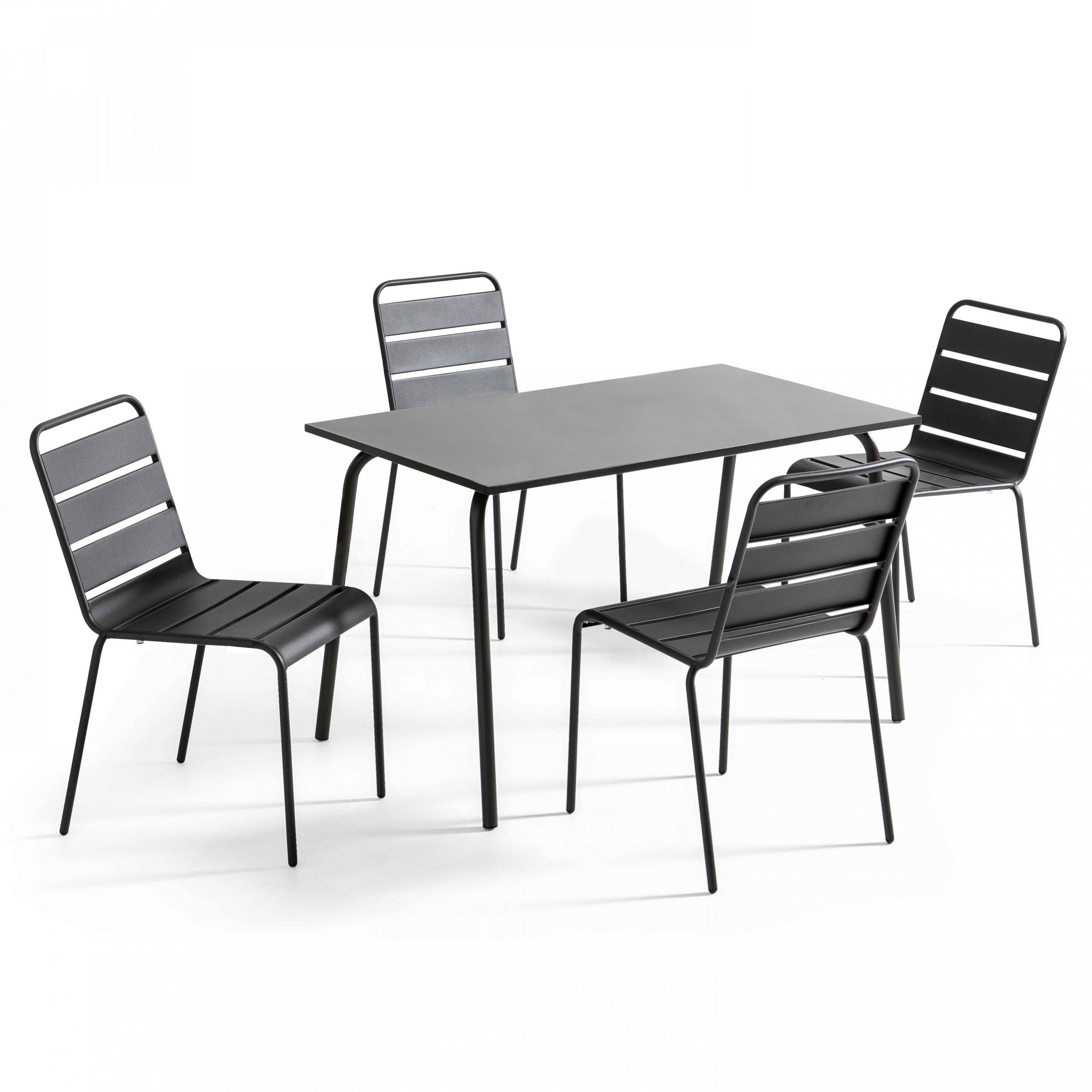 GARTENSET 5-tlg., Grau - Grau, Metall - Oviala