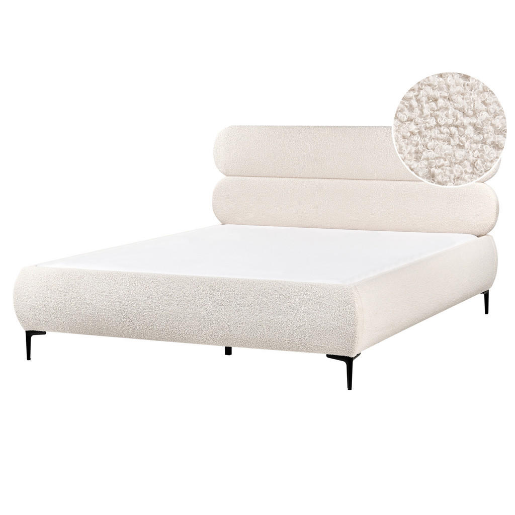 PAT cu somieră 160/200 cm bouclé alb crem Lessay