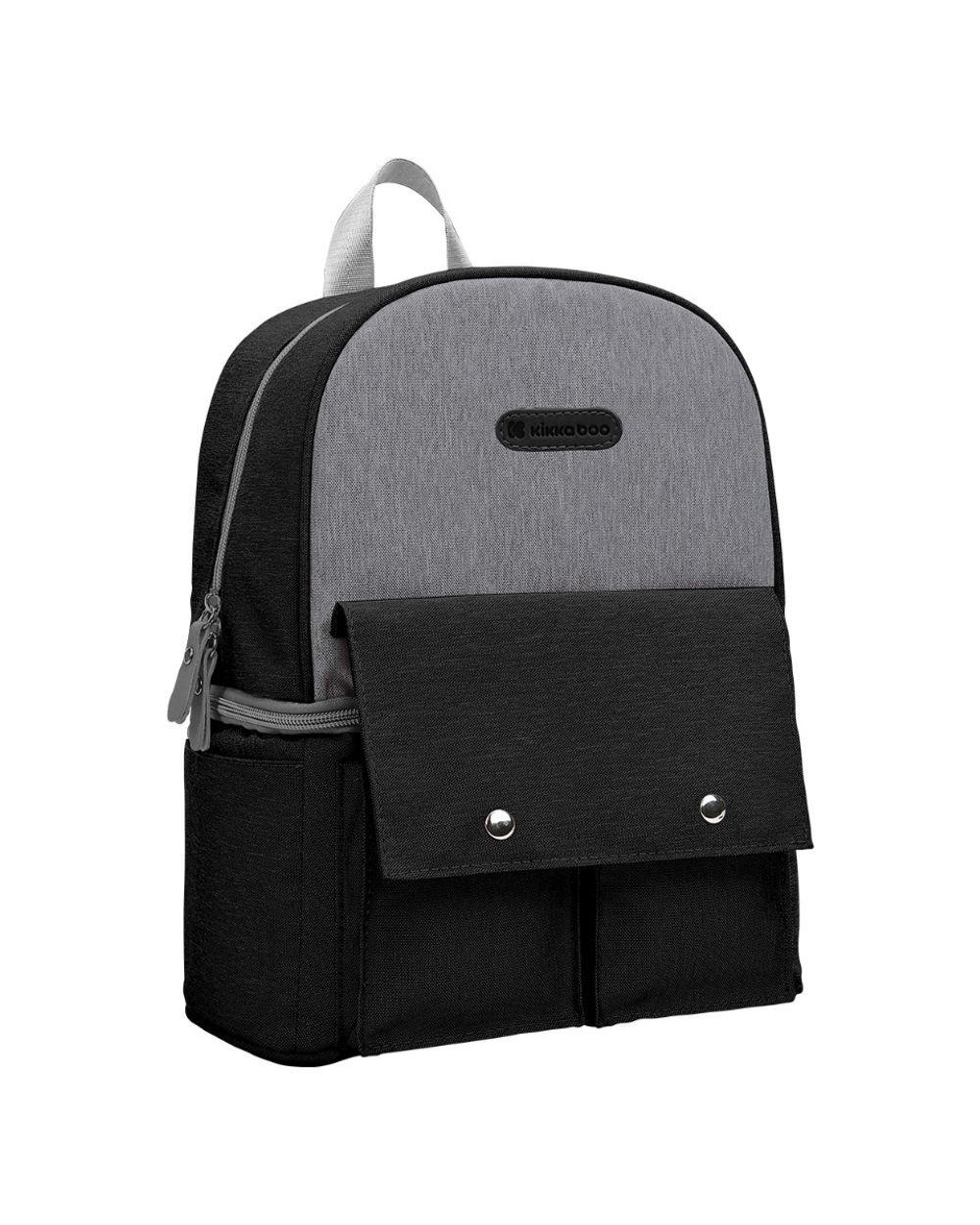 WICKELTASCHE Nia schwarz Rucksack, Reißverschlussöffnung, Thermofächer, Wickelunterlage, Fächer - Schwarz, Textil (7/35/30cm) - Kikka boo