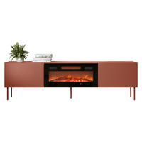 TV-LOWBOARD Rafael 200 EF mit Kamin - Rot, Holzwerkstoff/Metall (200/58/40cm) - MIRJAN24